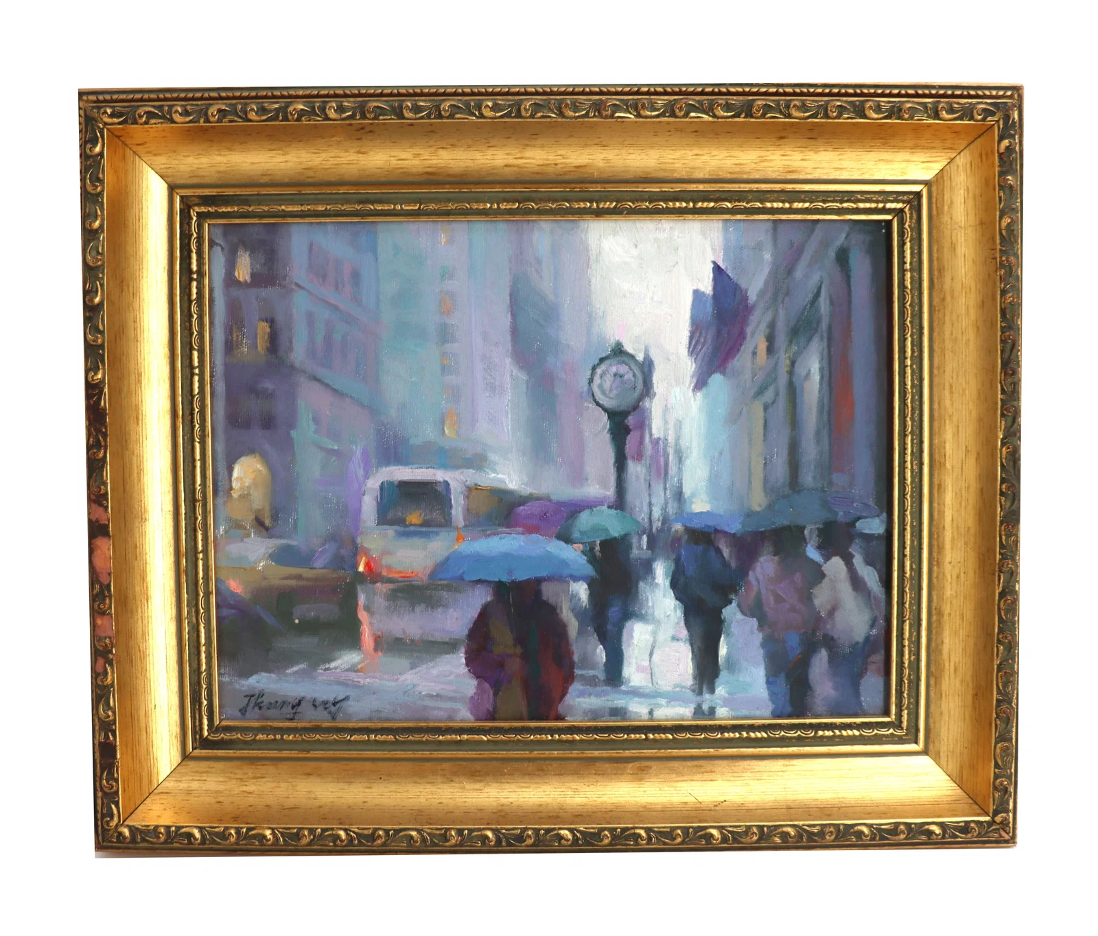 Hongnian Zheng (Born 1947) Chinese/American, Oil on Canvas Impressionist Street Scene