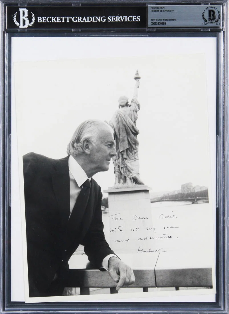 Hubert De Givenchy Signed 8x10 Photo with Inscription Beckett Authenticated