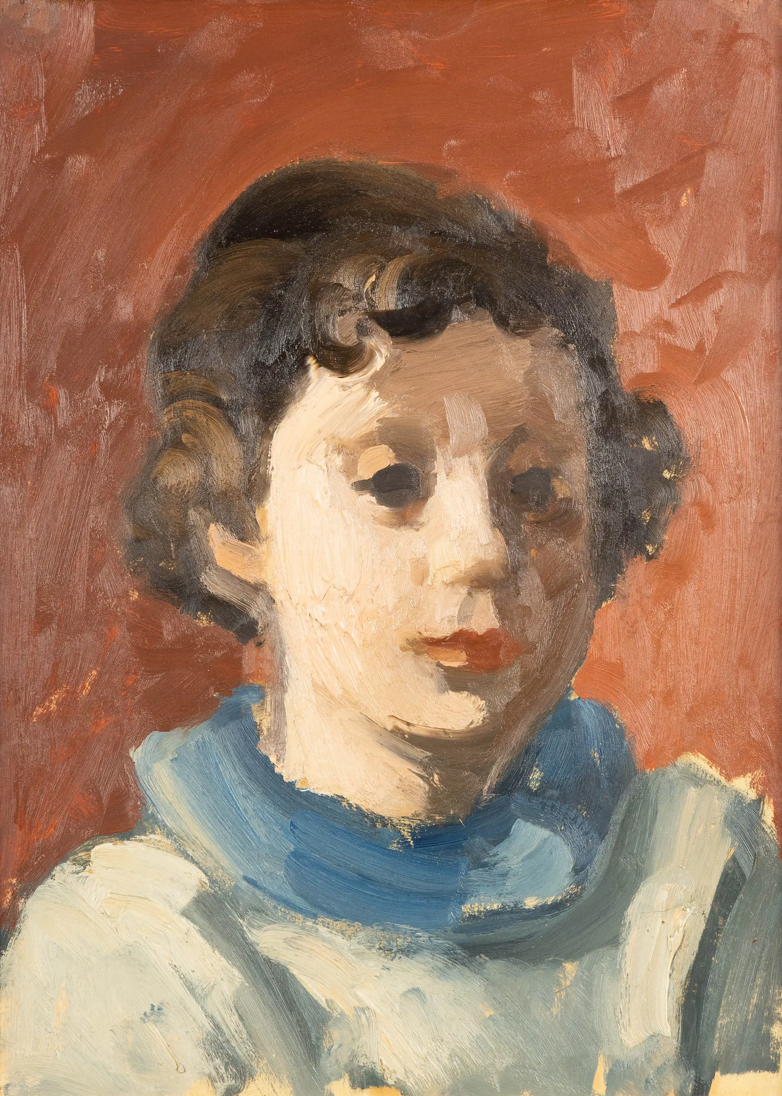Hubert Malfait (1898-1971) 'Portrait of Hilde Malfait, 7 years old', oil on paper. (1935)