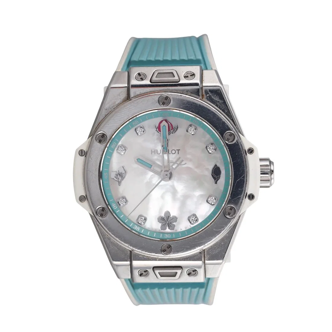 Hublot Big Bang CHen Man 39 Steel MOP Diamond Blue Watch 465. SE. 6070. RW