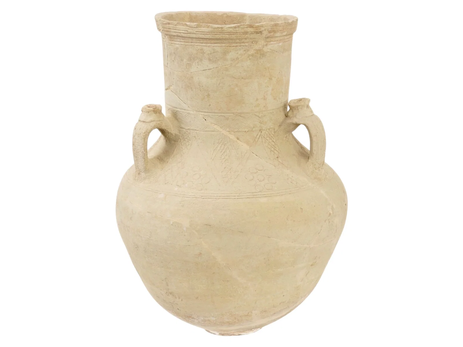 HUGE ANCIENT EARLY ISLAMIC JAR W HANDLES 600 TO 800 AD