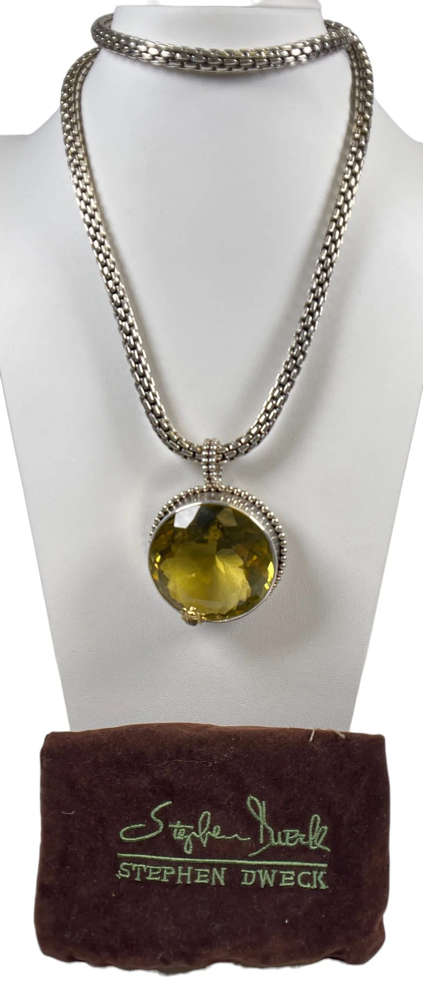 Huge Sterling Silver Stephen Dweck Citrine OOAK Pendant Necklace