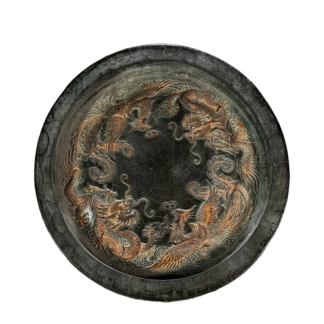 Huizhou Dragon and Phoenix Inkstone Ornament