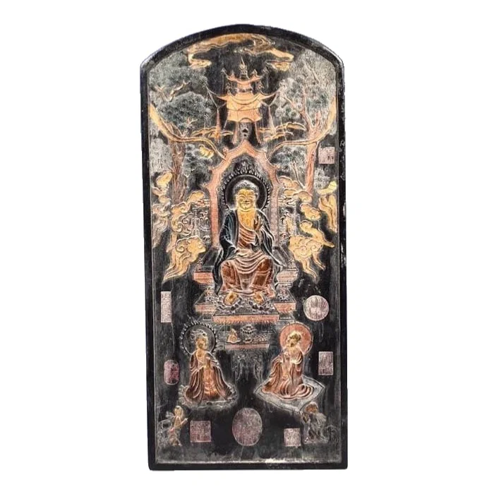 Huizhou old ink glass pharmacist Buddha