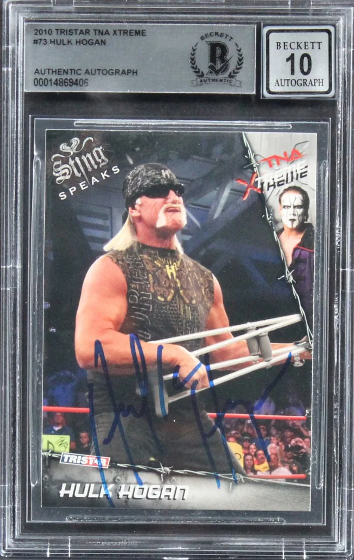 Hulk Hogan Signed 2010 Tristar TNA Xtreme #73 Card Gem Mint 10 BAS Slabbed