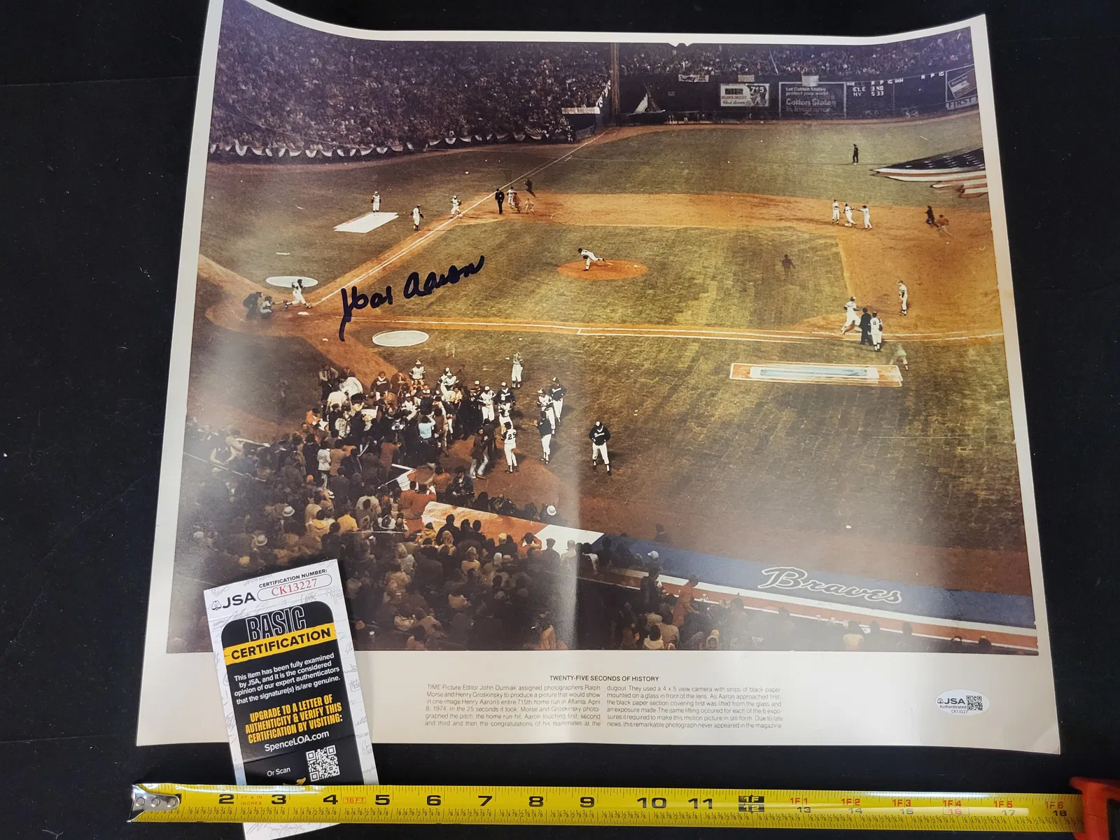 I00812 | Hank Aaron Signed Twenty-Five Seconds of History 715th Home Run 16x20 JSA Authenticated