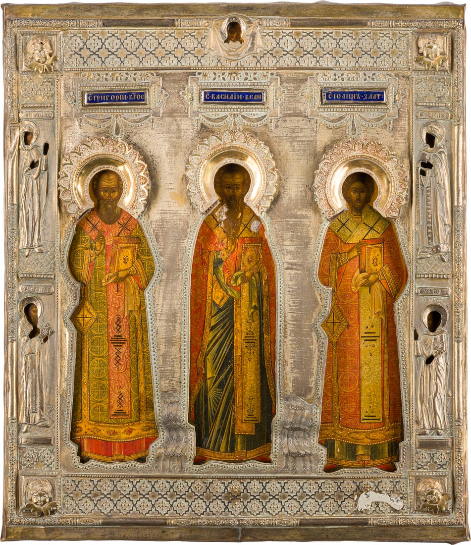 | IKONE MIT DEN DREI HIERARCHEN BASILIUS DEM GROSSEN, GREGOR DEM THEOLOGEN UND JOHANNES CHRYSOSTOMUS