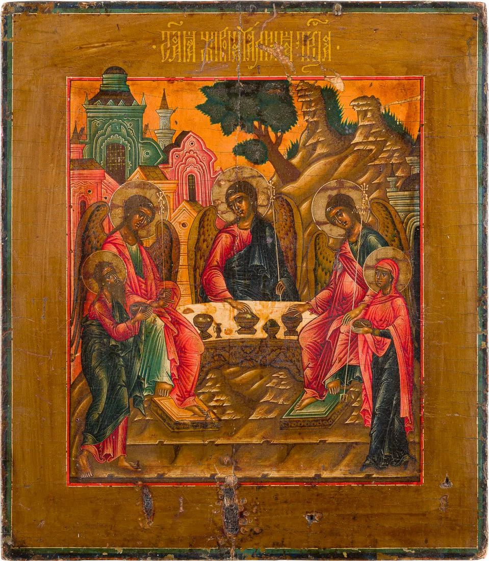 | IKONE MIT DER ALTTESTAMENTLICHEN DREIFALTIGKEIT