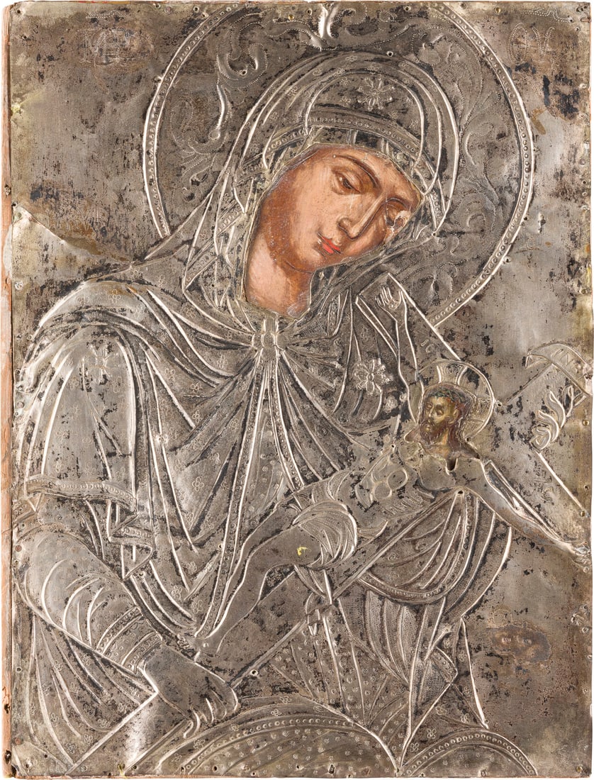 | IKONE MIT DER TRAUERNDEN GOTTESMUTTER MIT DEM KRUZIFIX