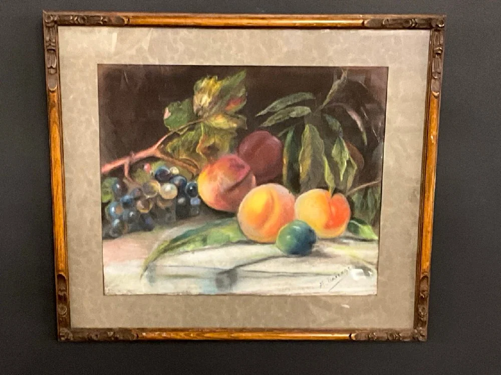 Illegibly Signed Still Life Pastel Painting