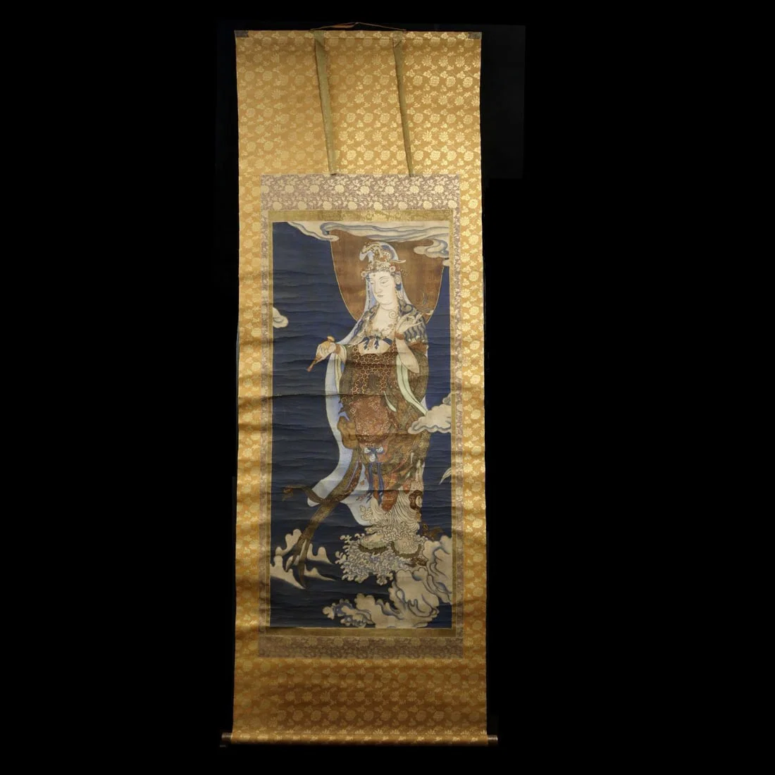 "Image of Bodhisattva Guanyin, the Great Compassionate Savior", hand-painted on paper scroll.