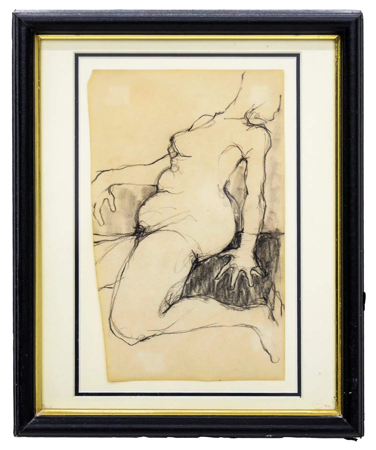 In the manner of Egon Schiele (Austrian) Reclining Nude Study, Charcoal on Paper