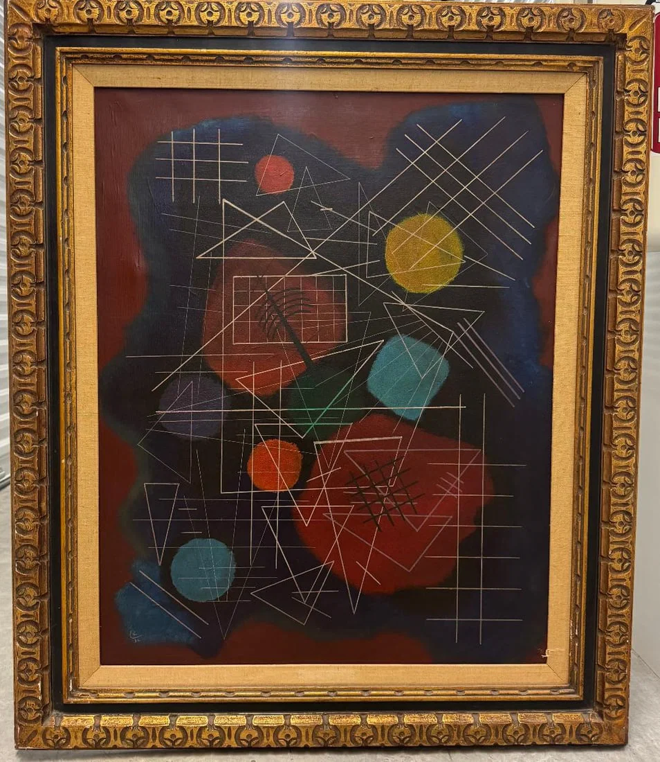 In the Manner of Wassily Kandisky Mixed Media on Canvas Art: 30" x 24"