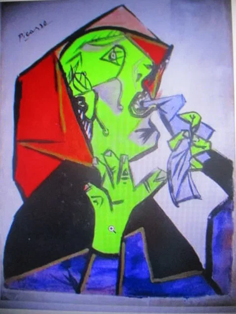 In the Style of Picasso Abstract “Weeping Woman; Oil