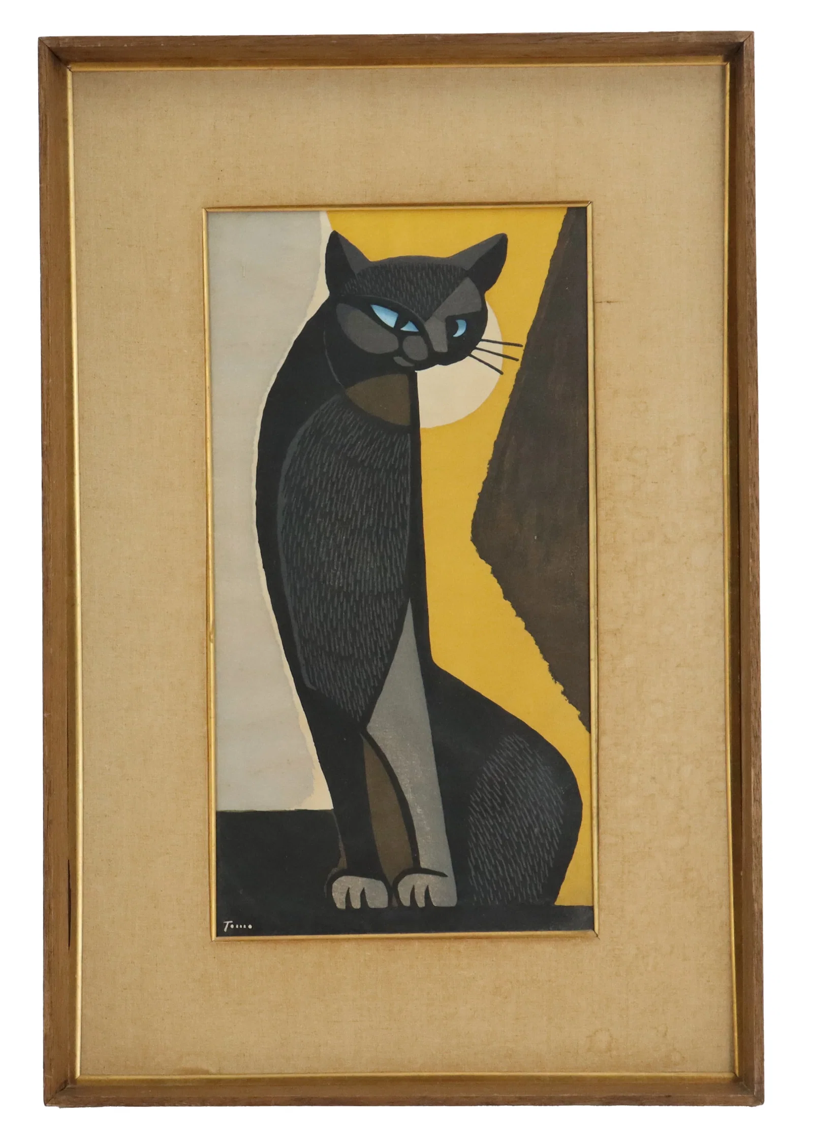 Inagaki Tomoo (1902-1980) Japanese, Woodblock Print, "Black Cat"