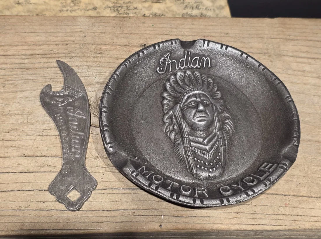 Indian Motorcycle Ash Tray and Bottle Opener Set