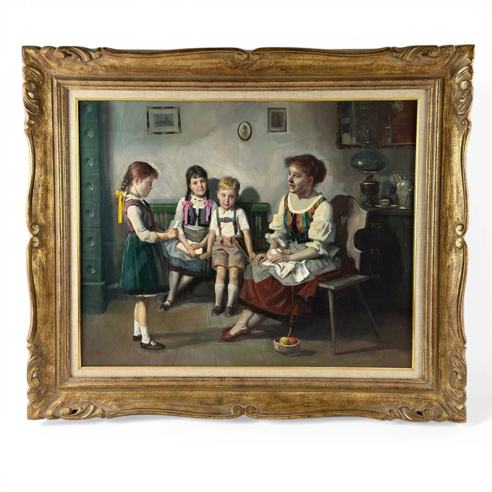 Interior Genre Painting by Lajos Markos