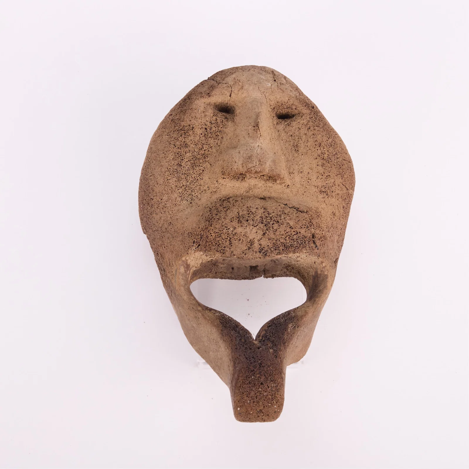 Inuit Carved Fossilized Mask w/ Open Mouth
