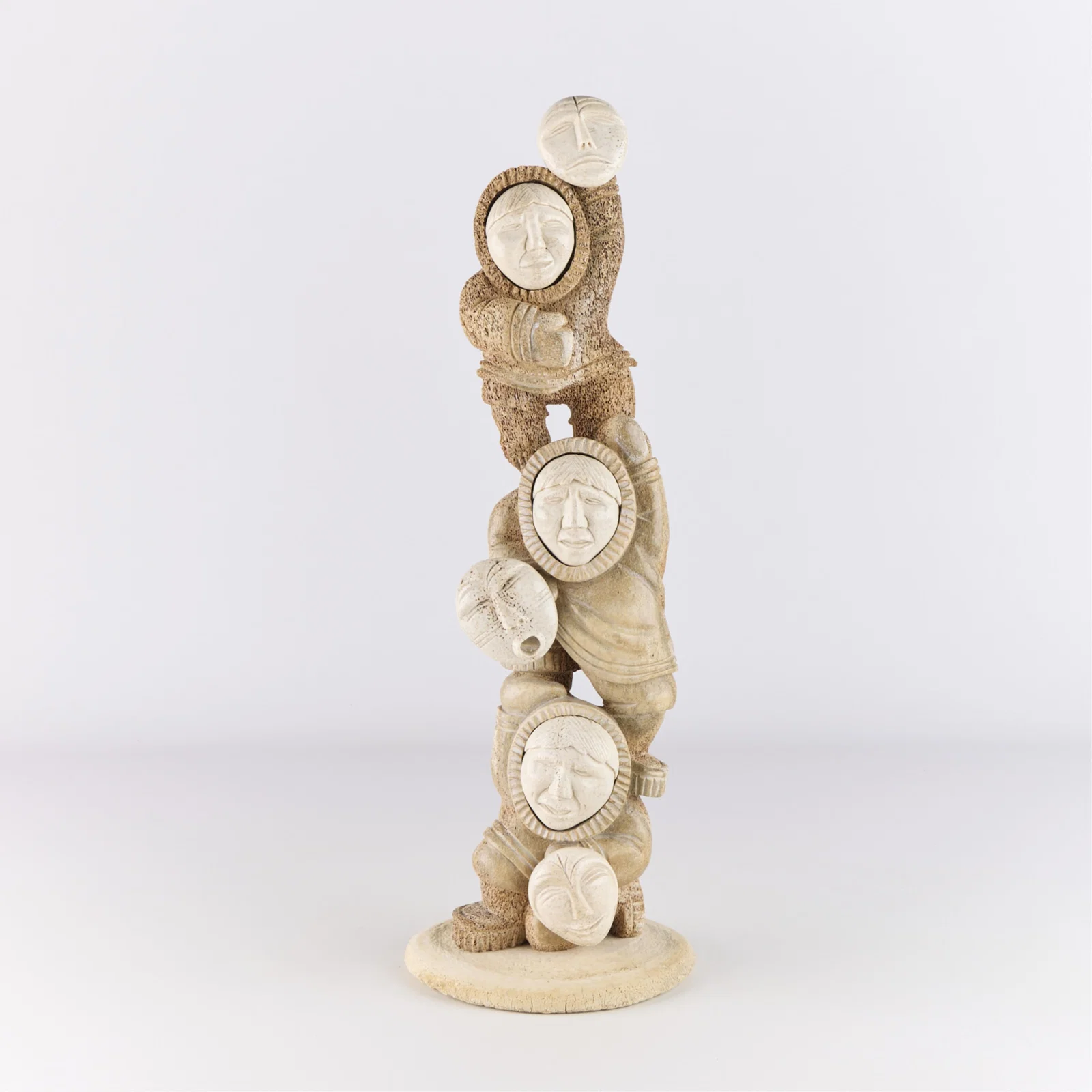 Inuit Carved Shaman's Mask Totem Sculpture
