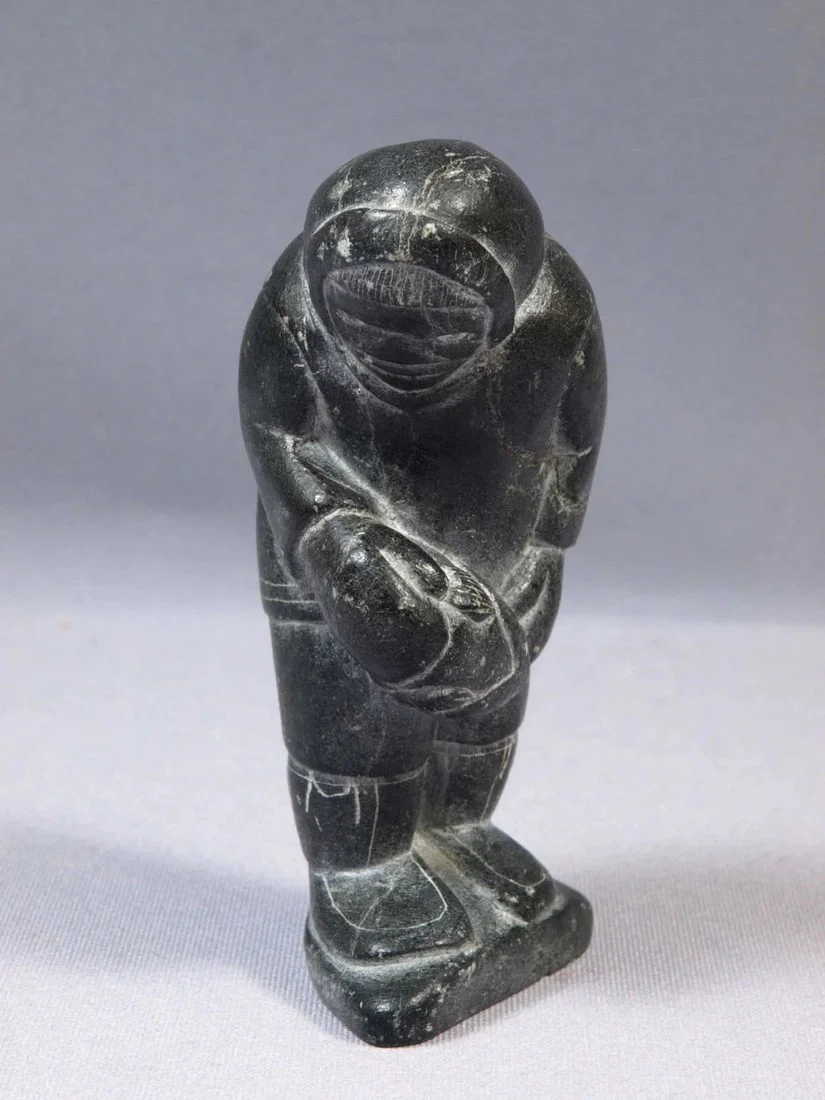 Inuit Eskimo Native American Soapstone Native Man Hunter SIGNED LEVI