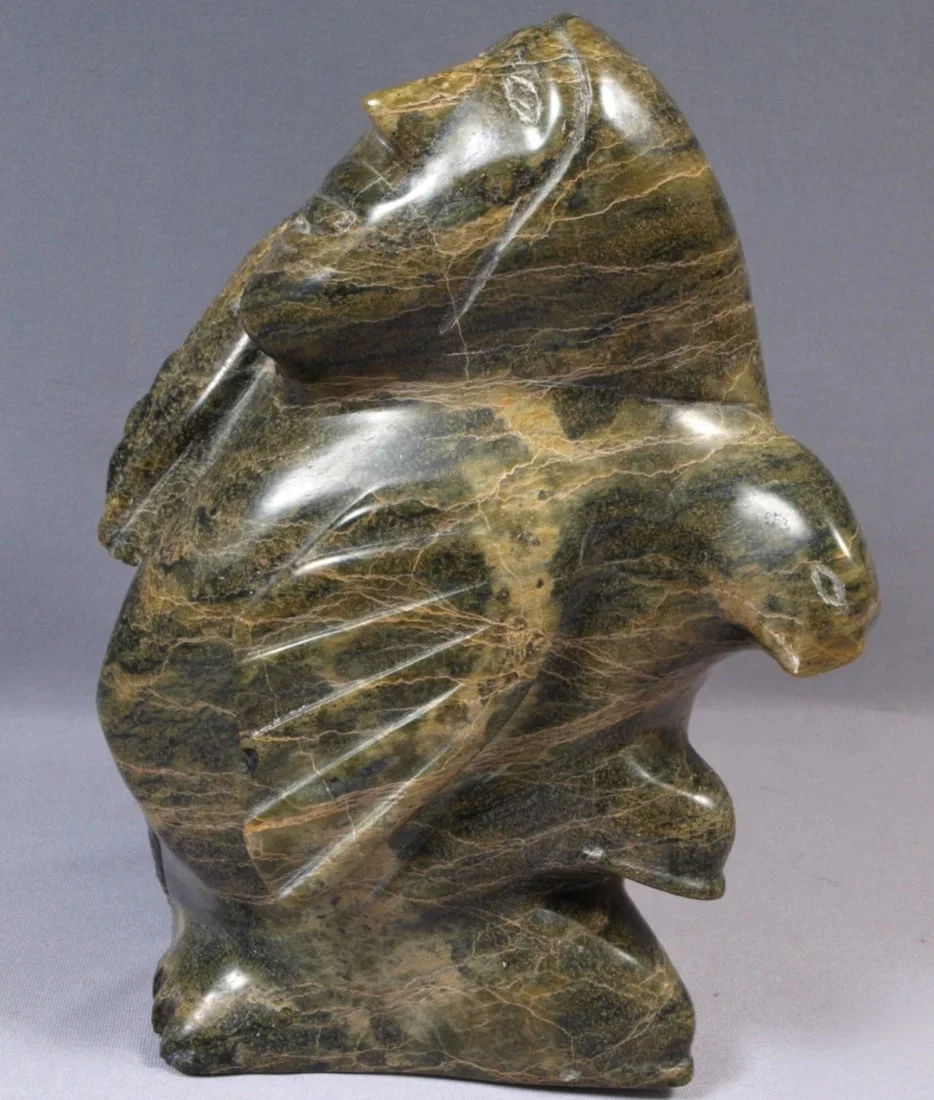 Inuit Native American Soapstone Man Seal bird Totem Animal Canada VINTAGE