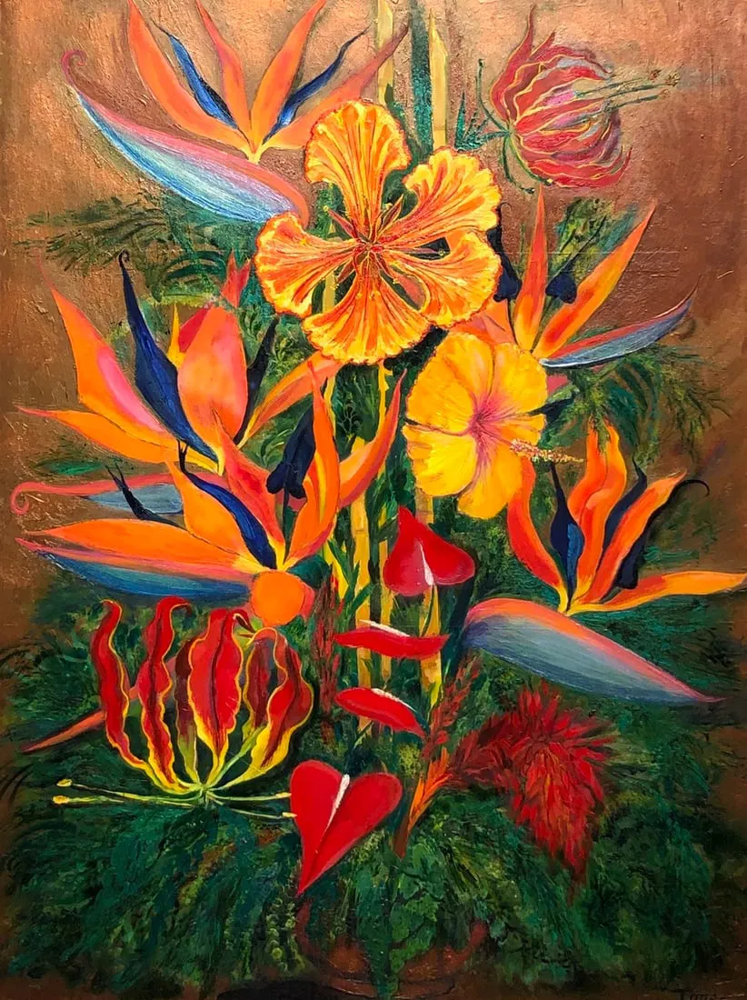 Ione Citrin "Tropical Bouquet" Signed Oil on Canvas