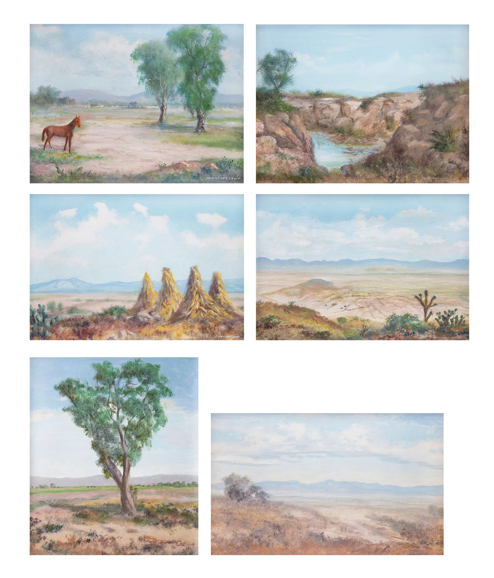 ISIDRO MART?NEZ COL?N. Paisajes. Firmados. Óleo sobre MDF y masonite. 16 x 24 cm medidas de cada
