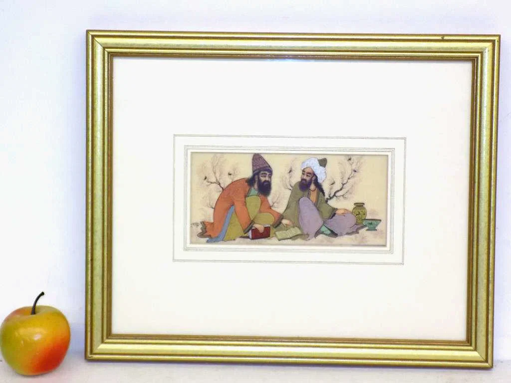 ISLAMIC PERSIAN SUFIS SCHOLARS BONE PAINTING