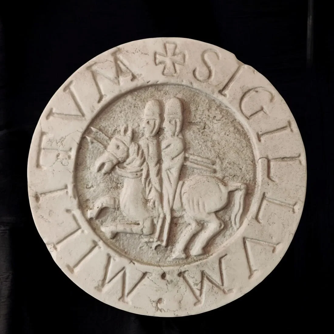 Istrian marble seal with Knights Templar, Italy, 20th century