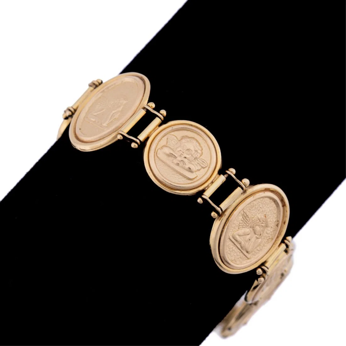ITALIAN 14K YELLOW GOLD MEDALLION BRACELET