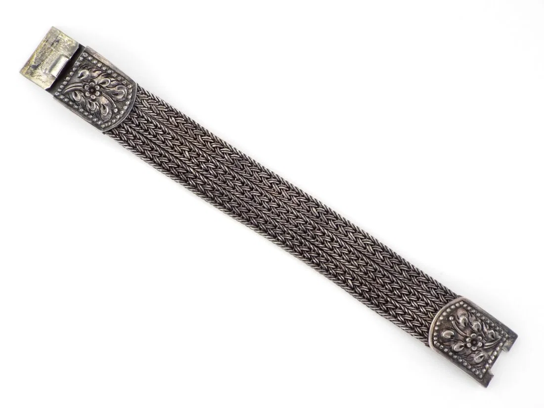 Italian Sterling Wide Braided Bracelet .925 SILVER