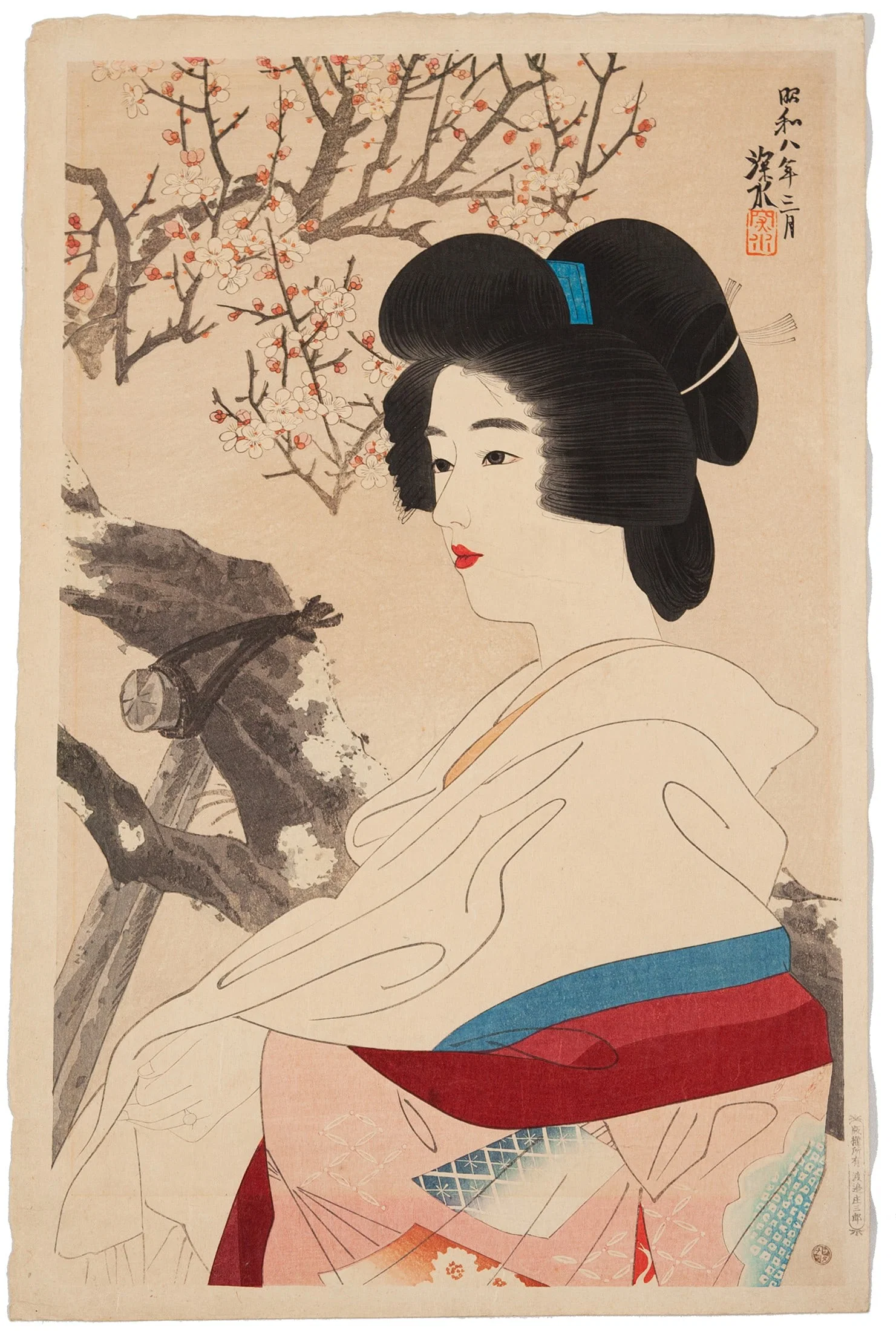 Ito Shinsui, Red Blossoms 88/250, Modern Beauties, Shin-Hanga