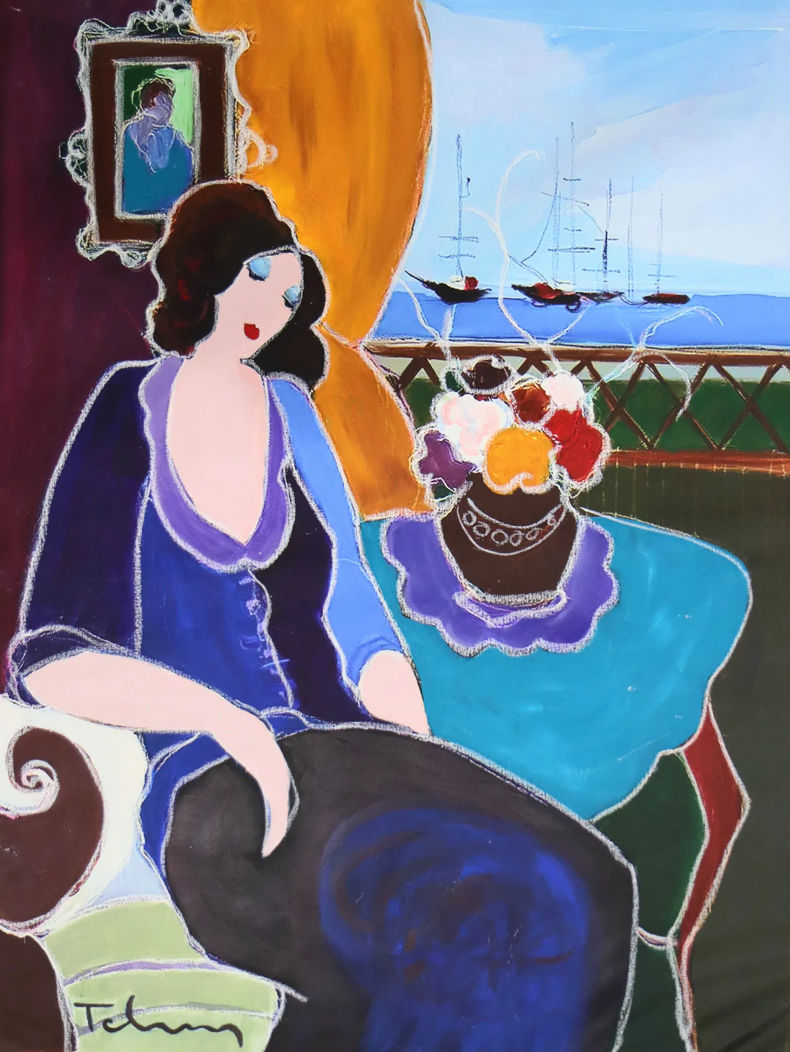 Itzchak Tarkay, 'Delila' Original Mixed Media On Canvas 30 x 40