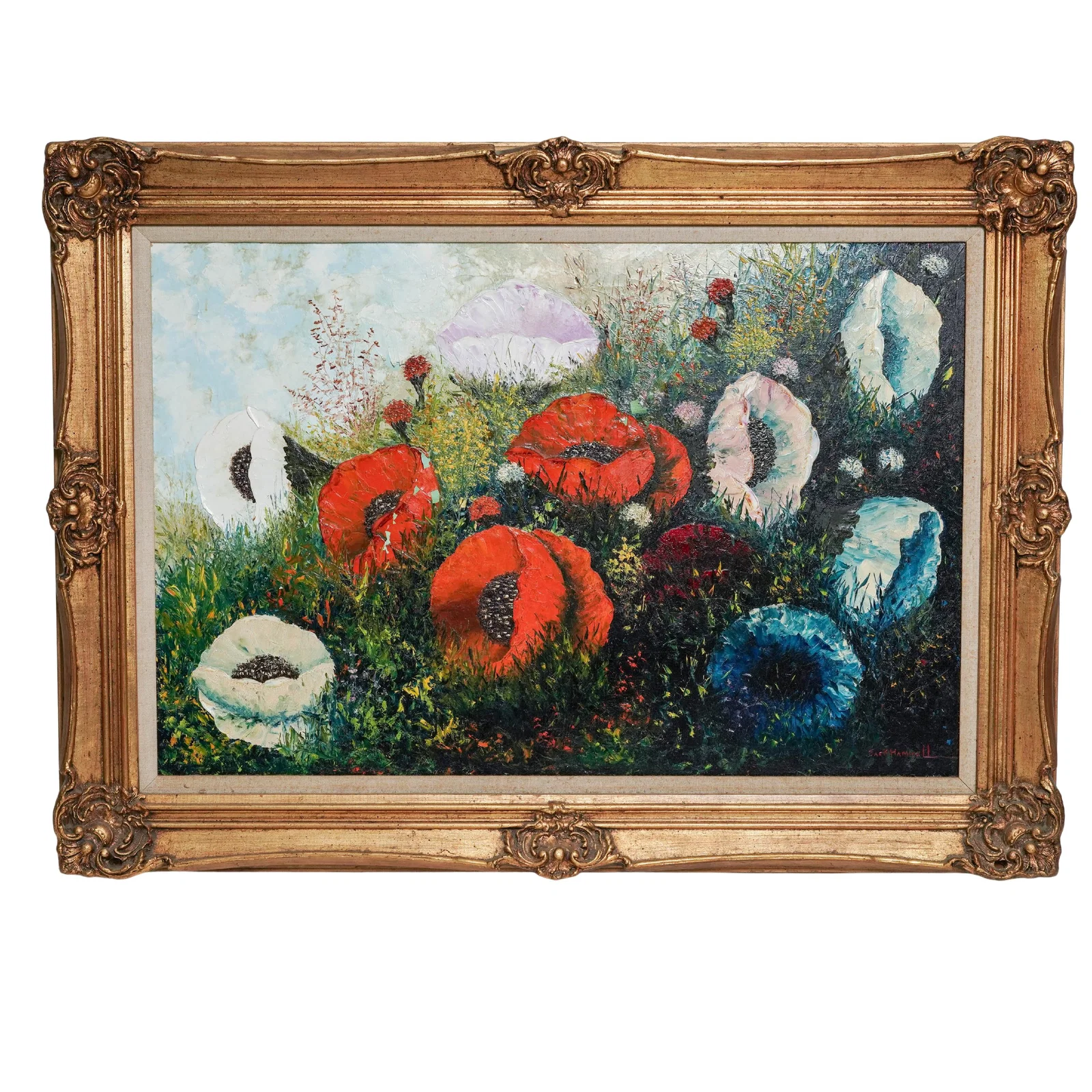 Jack Hammell (American, 20th Century) Flowers Oil On Canvas Painting