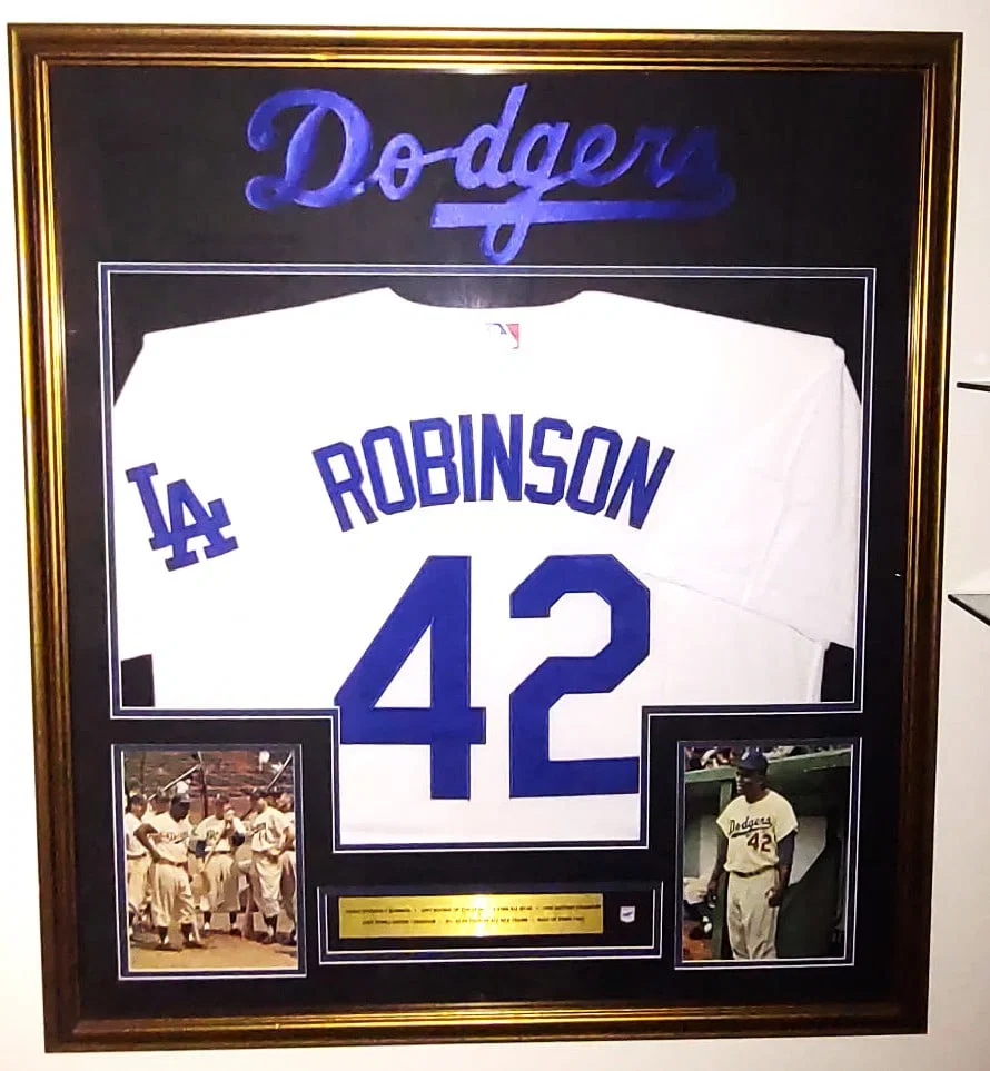 JACKIE ROBINSON JERSEY DISPLAY UNSIGNED PROFESSIONALLY FRAMED