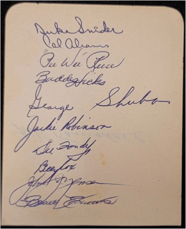 Jackie Robinson Pee Wee Reese Autographed Index Card 1940s Dodgers JSA