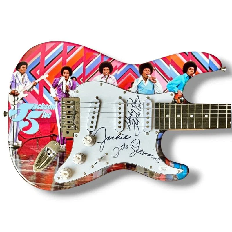 Jackson 5 Signed Guitar Custom Graphics JSA COA Tito Jackie Jermaine Marlon