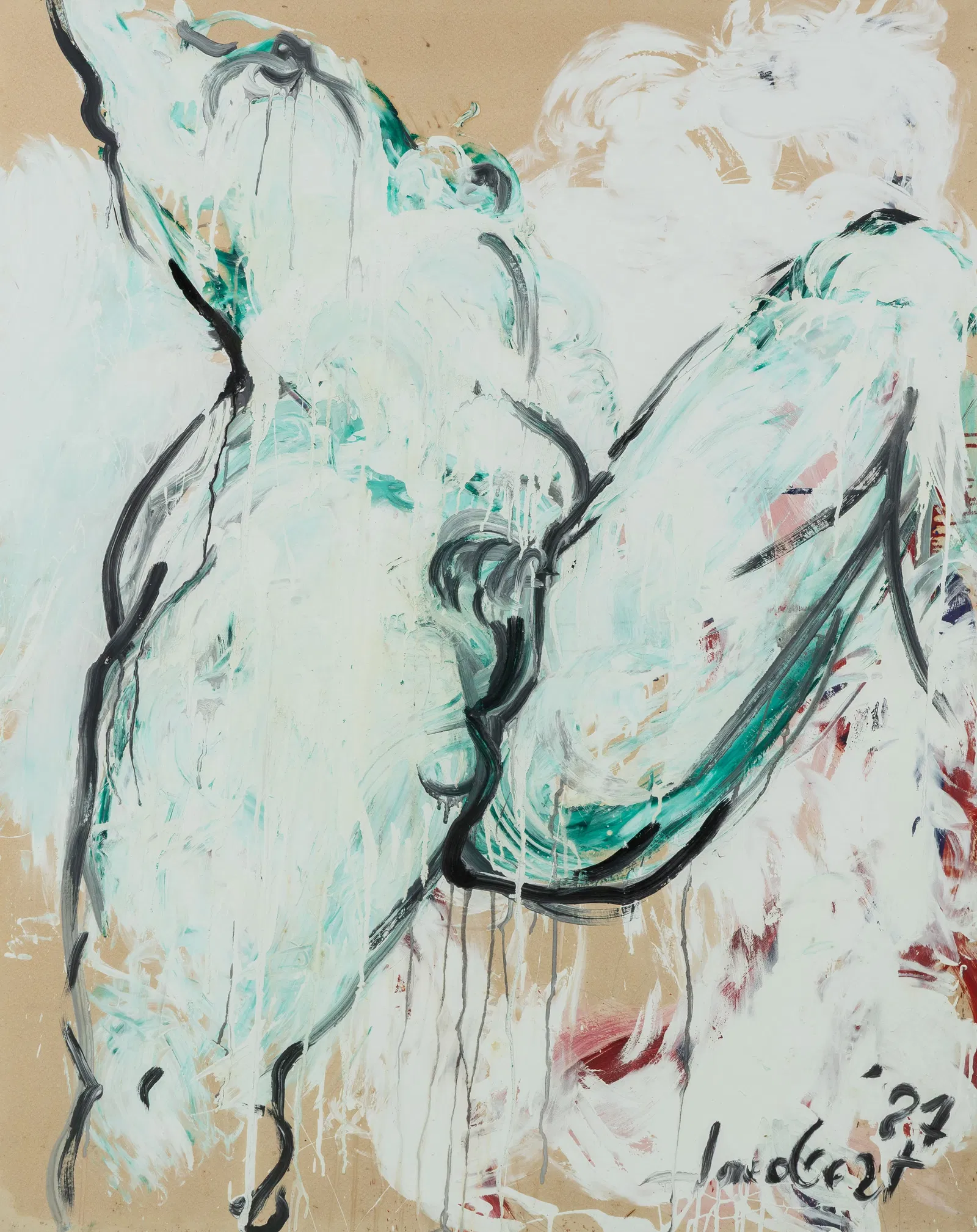 Jacobert (1944) 'Nude Lady', acrylic on paper. 1987.