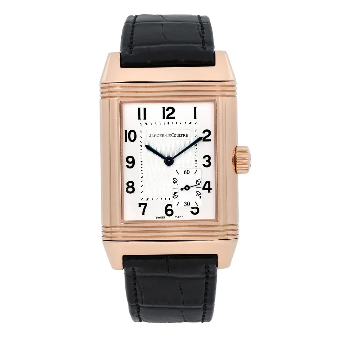 Jaeger LeCoultre Reverso 18K Rose Gold Silver Dial Manual Watch