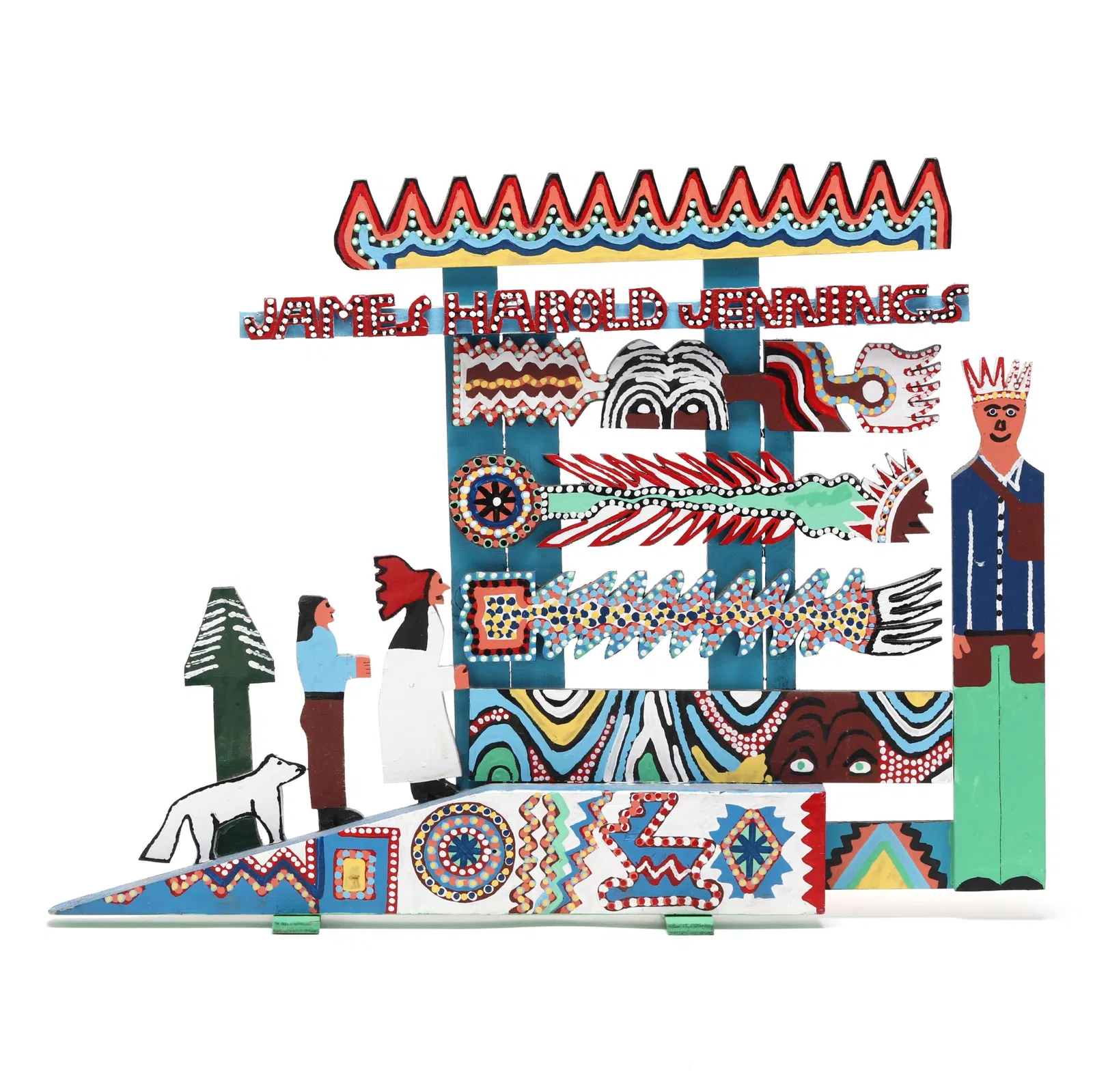 James Harold Jennings (NC, 1931-1999), Folk Art Assemblage with Native American Motifs