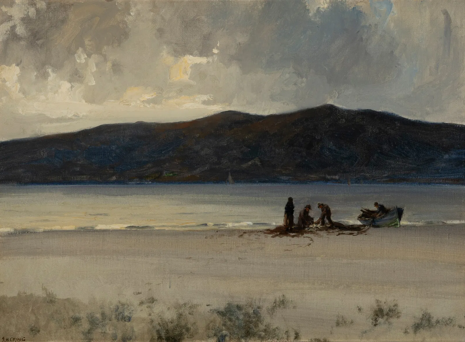 James Humbert Craig RHA RUA (1877-1944) Landing the Catch Oil on canvas, 55 x 76cm (21¾ x