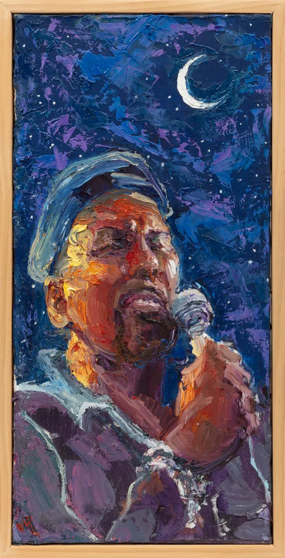 James Michalopoulos, American/Louisiana b. 1951, "Study for Aaron Neville", oil on canvas