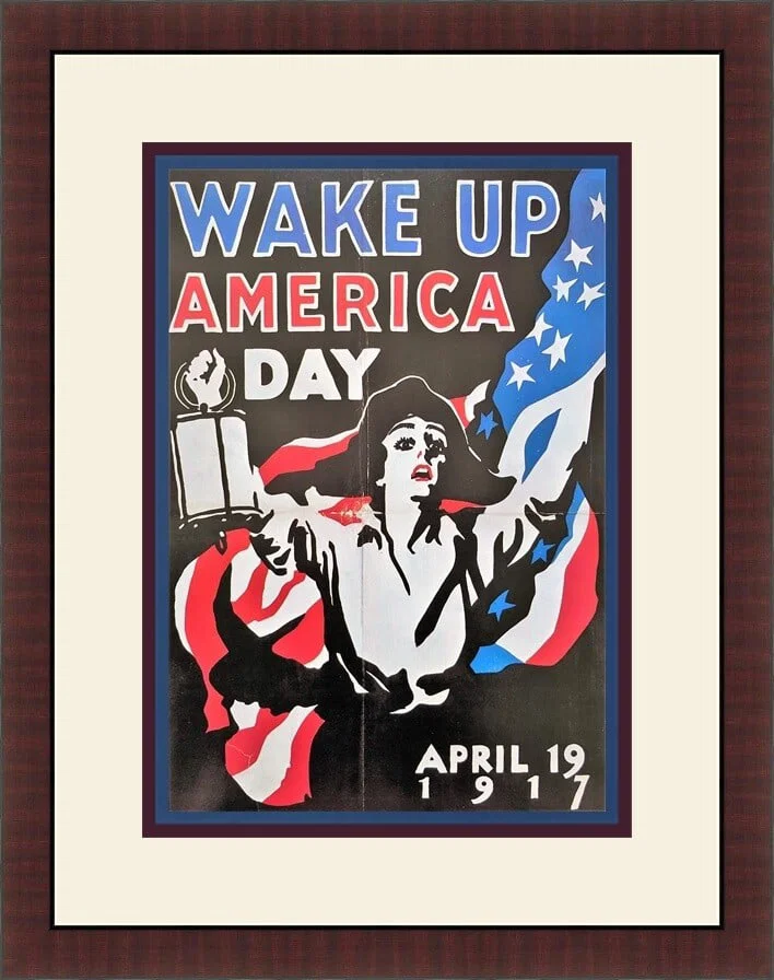 James Montgomery Flagg Wake Up America Custom Framed Lithograph
