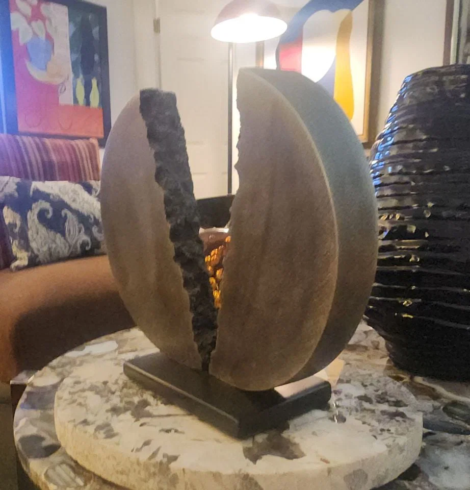 James Myford powerful brutalist solid aluminum cast "Torn Apart" sculpture. Signed. Circa "88