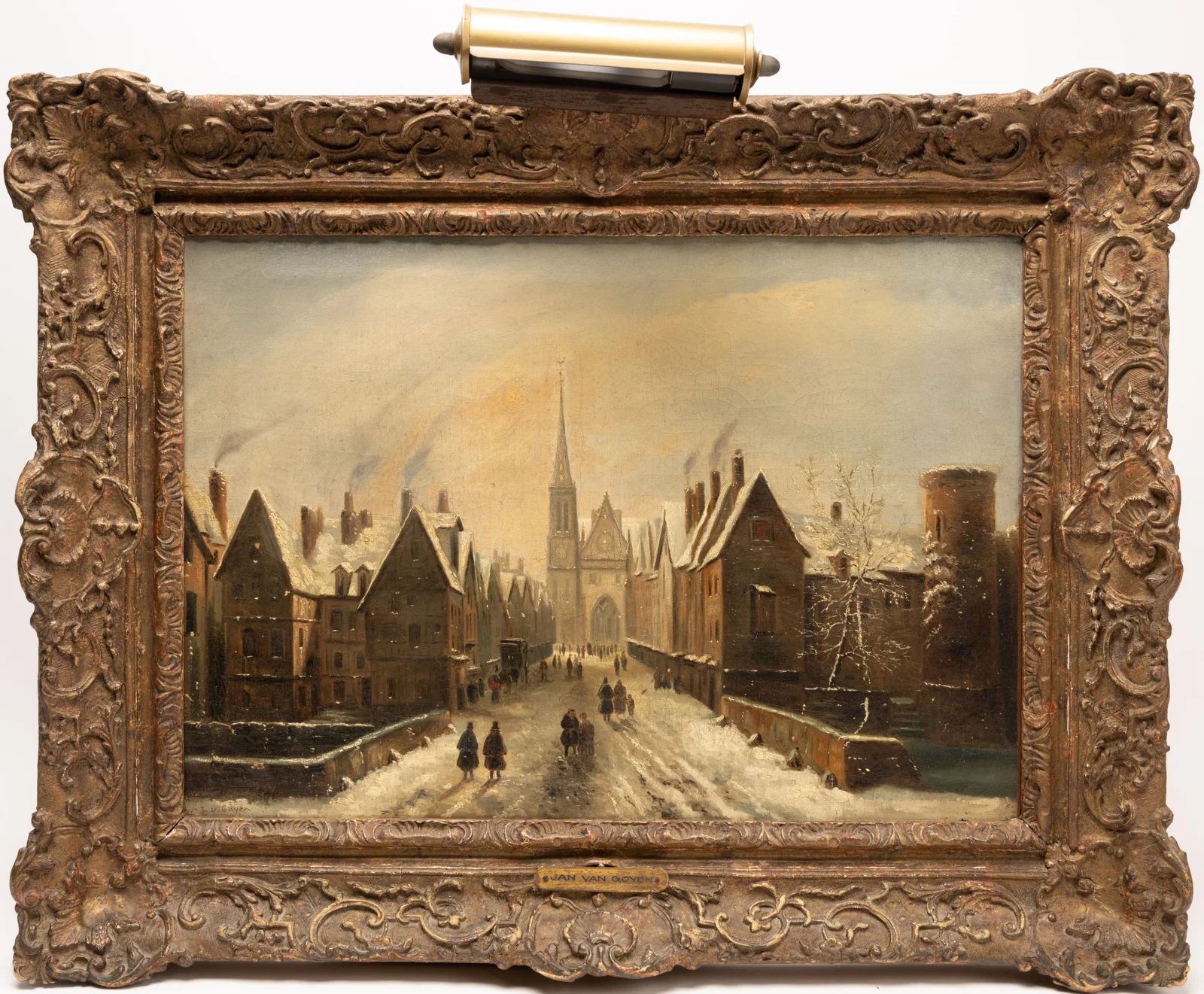 Jan Josephsz Van Goyen ( Dutch 1506 -1656) "Winter Procession Toward the Church" Oil on Canvas