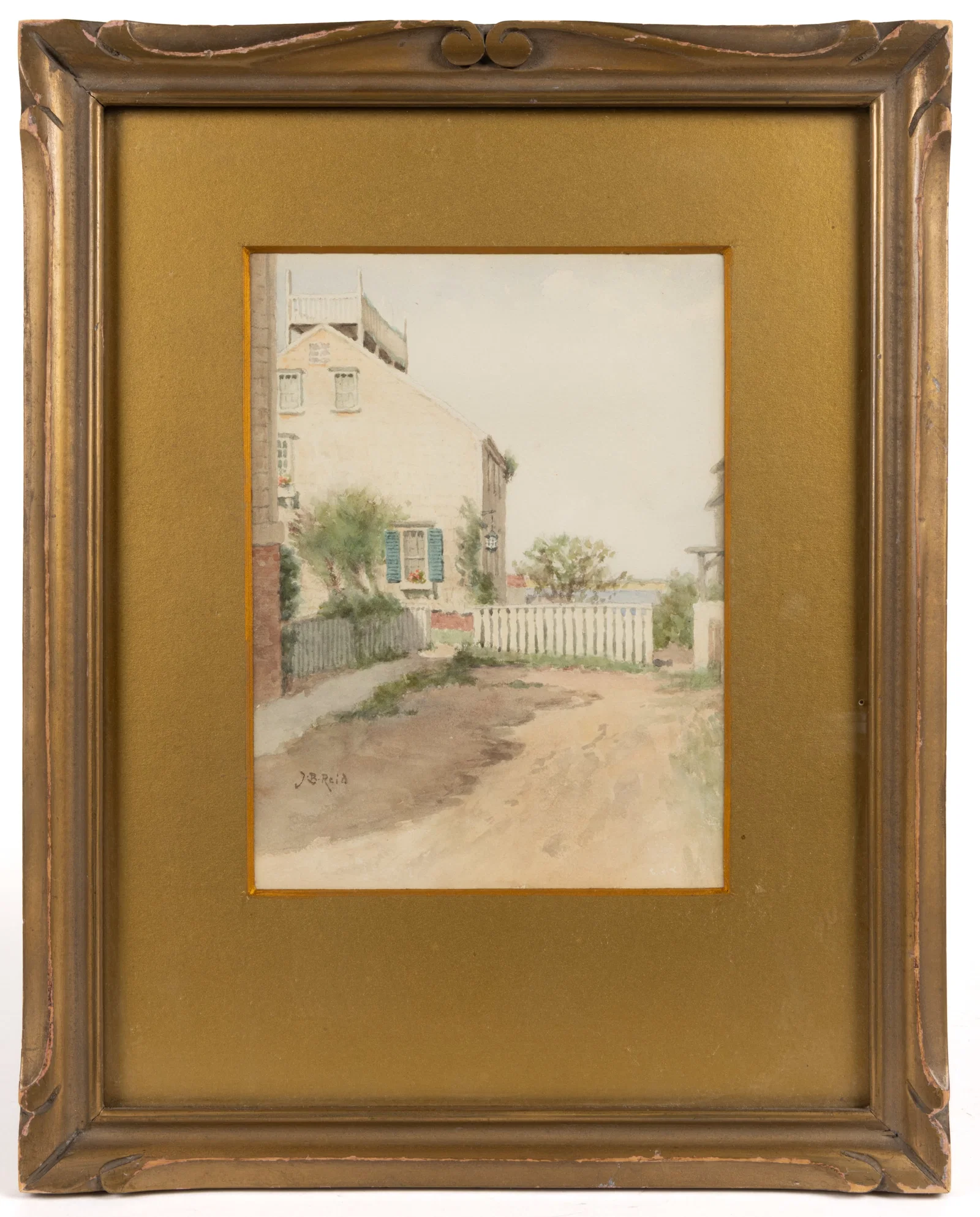 JANE BREWSTER (J.B.) REID (AMERICAN, 1862-1966) NANTUCKET COTTAGE / HOME WATERCOLOR