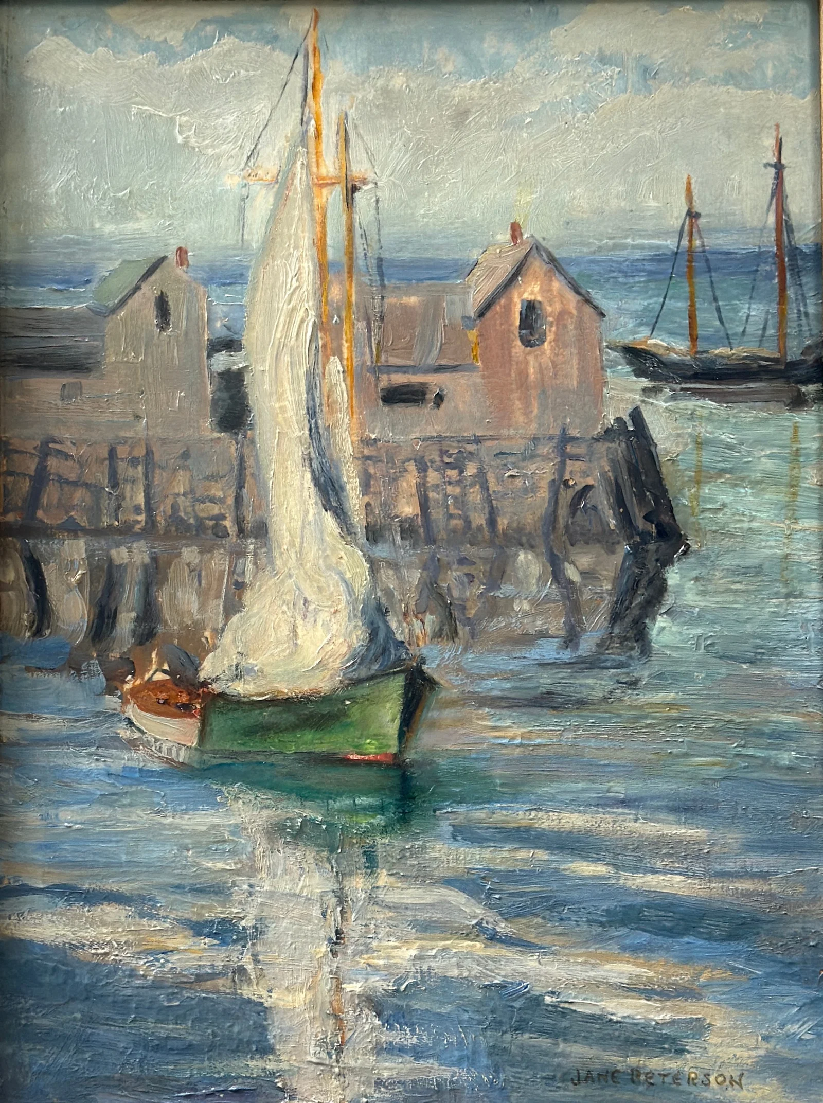 Jane Peterson ( 1876-1965 ) Harbor Scene