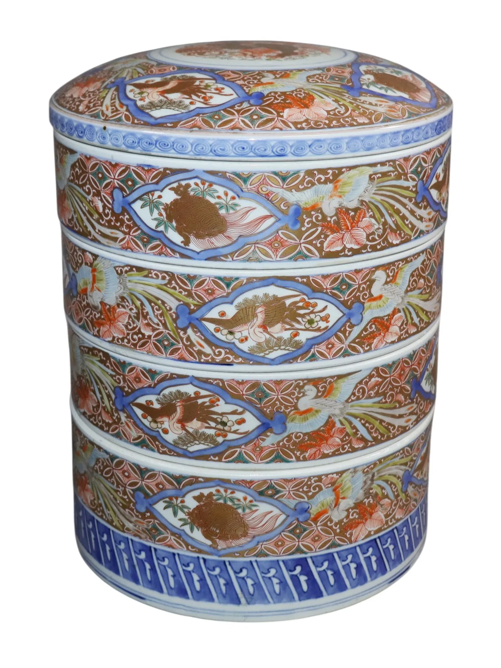 Japanese Imari porcelain 4 section Jubako bento box