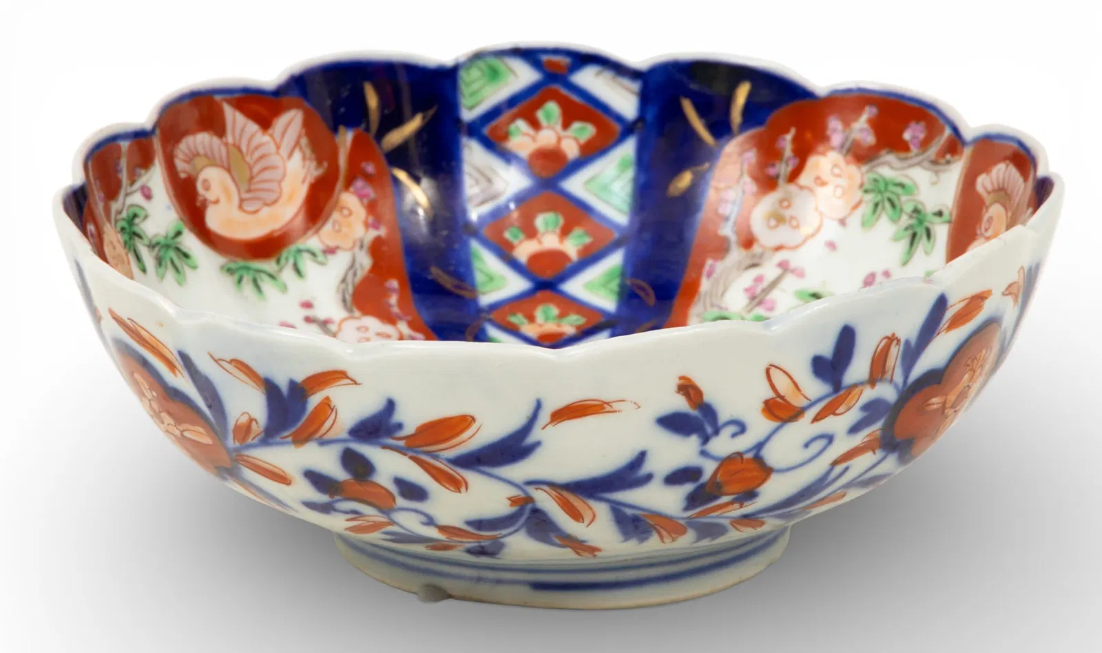 Japanese Imari Porcelain Bowl H 3" Dia. 8.5"
