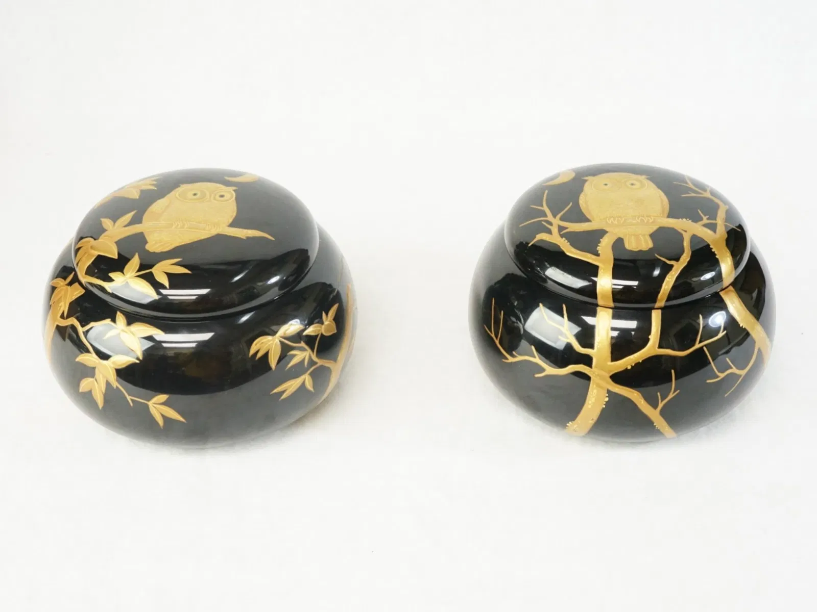 Japanese Lacquer Covered Box with Owl
